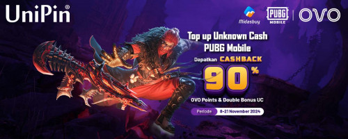 Top up Unknown Cash PUBG Mobile Dapatkan Cashback 90% OVO Points & Bonus Menarik Lainnya!